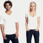 V-Neck T-Shirt für Damen und Herren weiss